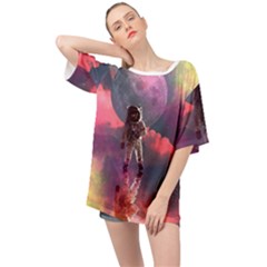 Aesthetic Astronautics Atmosphere Blue Clouds Cosmos Fantasy Galaxy Oversized Chiffon Top by Cendanart