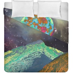 Psychedelic Universe Color Moon Planet Space Duvet Cover Double Side (king Size) by Cendanart