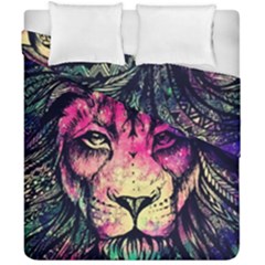 Psychedelic Lion Duvet Cover Double Side (california King Size) by Cendanart