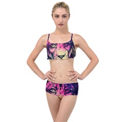 Psychedelic Lion Layered Top Bikini Set by Cendanart