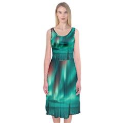 Aurora Borealis Snow Midi Sleeveless Dress by Ndabl3x