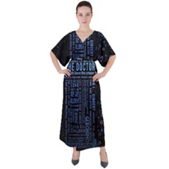 Doctor Who Tardis V-neck Boho Style Maxi Dress by Cendanart