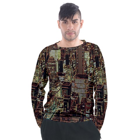 Photo New York City Skyscrapers Men s Long Sleeve Raglan T-shirt by Cendanart