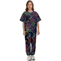 Psychodelic Absract Kids  T-shirt And Pants Sports Set by Bedest