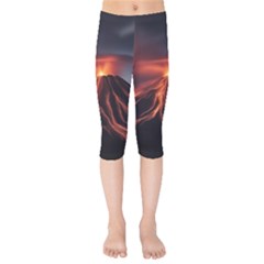 Volcanic Eruption Kids  Capri Leggings  by Proyonanggan