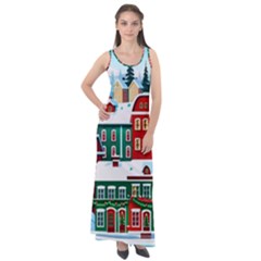 Christmas Background Design House Sleeveless Velour Maxi Dress by Proyonanggan