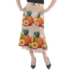 Fruit Pattern Apple Abstract Food Midi Mermaid Skirt by Proyonanggan