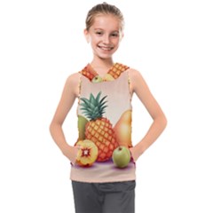 Fruit Pattern Apple Abstract Food Kids  Sleeveless Hoodie by Proyonanggan