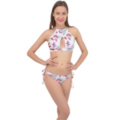 Flawer Cross Front Halter Bikini Set by saad11