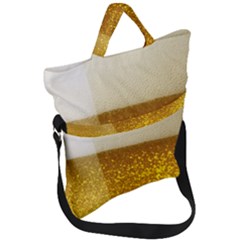 Light Beer Texture Foam Drink In A Glass Fold Over Handle Tote Bag by Cemarart