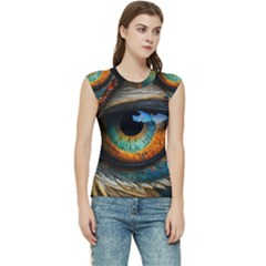 Eye Bird Feathers Vibrant Women s Raglan Cap Sleeve T-shirt by Hannah976