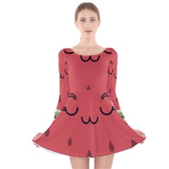 Watermelon Lock Love Long Sleeve Velvet Skater Dress by Cemarart