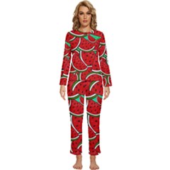 Summer Watermelon Fruit Womens  Long Sleeve Lightweight Pajamas Set by Cemarart