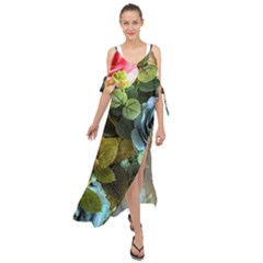 Flower Roses Maxi Chiffon Cover Up Dress by Cemarart