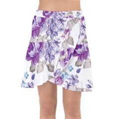 Flower-floral-design-paper-pattern-purple-watercolor-flowers-vector-material-90d2d381fc90ea7e9bf8355 Wrap Front Skirt by saad11