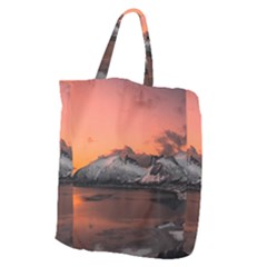 Surreal Mountain Landscape Lake Giant Grocery Tote by Bedest