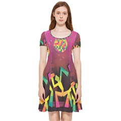 Dancing Colorful Disco Inside Out Cap Sleeve Dress by Bajindul