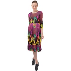 Dancing Colorful Disco Ruffle End Midi Chiffon Dress by Bajindul