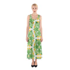 Green Pattern Retro Wallpaper Sleeveless Maxi Dress by Bajindul