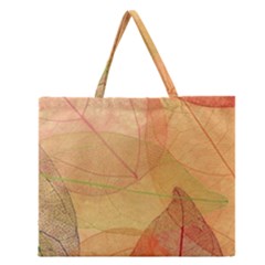 Leaves Patterns Colorful Leaf Pattern Zipper Large Tote Bag by Cemarart