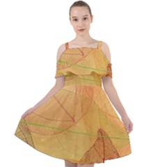 Leaves Patterns Colorful Leaf Pattern Cut Out Shoulders Chiffon Dress by Cemarart