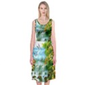 Paradise Forest Painting Bird Deer Waterfalls Midi Sleeveless Dress View1