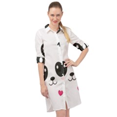 Cute Panda Love Animal Long Sleeve Mini Shirt Dress by Ndabl3x