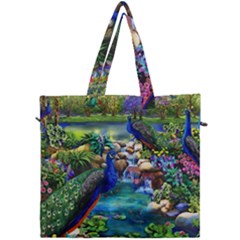 Peacocks In Garden Canvas Travel Bag by Ndabl3x