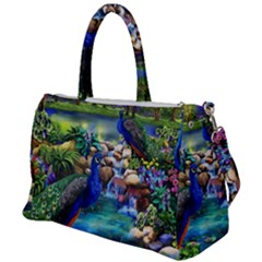 Peacocks In Garden Duffel Travel Bag by Ndabl3x