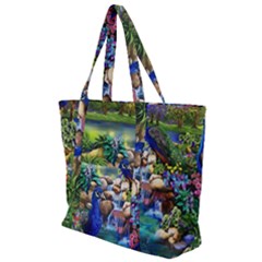 Peacocks In Garden Zip Up Canvas Bag by Ndabl3x