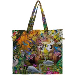 Garden Of Paradise Butterfly Swan Bird Painting Gazebo, Peacock Flower Canvas Travel Bag by Ndabl3x