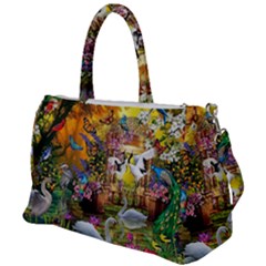 Garden Of Paradise Butterfly Swan Bird Painting Gazebo, Peacock Flower Duffel Travel Bag by Ndabl3x