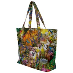 Garden Of Paradise Butterfly Swan Bird Painting Gazebo, Peacock Flower Zip Up Canvas Bag by Ndabl3x