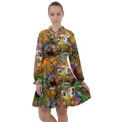 Garden Of Paradise Butterfly Swan Bird Painting Gazebo, Peacock Flower All Frills Chiffon Dress by Ndabl3x