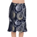 Abstract Style Gears Gold Silver Short Mermaid Skirt View1