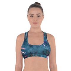 Fish Koi Carp Cross Back Sports Bra by Cemarart