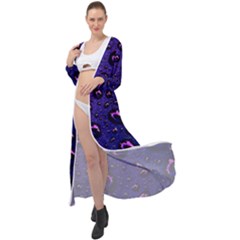 Purple Waterdrops Water Drops Maxi Chiffon Beach Wrap by Cemarart