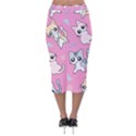 Cute Animal Little Cat Seamless Pattern Velvet Midi Pencil Skirt View2