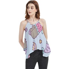 Pusheen Cat Cute Flowy Camisole Tank Top by Grandong