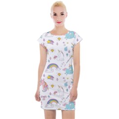 Unicorn Diamond Rainbow Shooting Star Cap Sleeve Bodycon Dress by Grandong