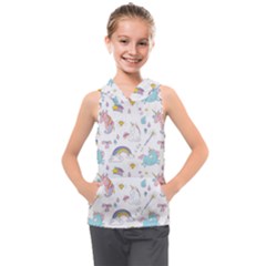 Unicorn Diamond Rainbow Shooting Star Kids  Sleeveless Hoodie by Grandong