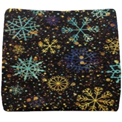 Gold Teal Snowflakes Seat Cushion by Grandong