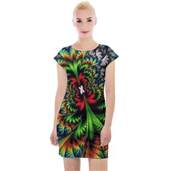 Kaleidoscopic Tropic Cap Sleeve Bodycon Dress by Grandong