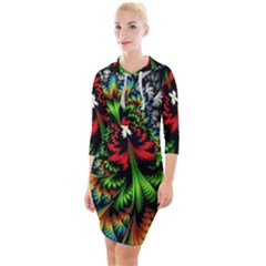 Kaleidoscopic Tropic Quarter Sleeve Hood Bodycon Dress by Grandong