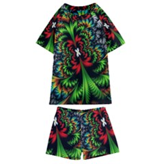 Kaleidoscopic Tropic Kids  Swim T-shirt And Shorts Set by Grandong