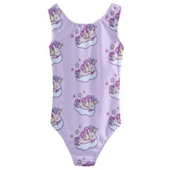 Unicorn Clouds Colorful Cute Pattern Sleepy Kids  Cut-out Back One Piece Swimsuit by Grandong