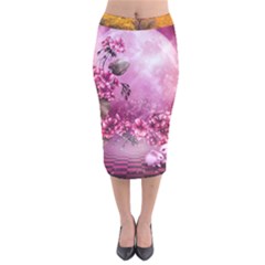 24 Rise  Velvet Midi Pencil Skirt by Asomg