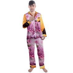 24 Rise  Men s Long Sleeve Satin Pajamas Set by Asomg