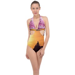 24 Rise  Halter Front Plunge Swimsuit by Asomg