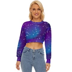 Realistic Night Sky Poster With Constellations Lightweight Long Sleeve Sweatshirt by Grandong